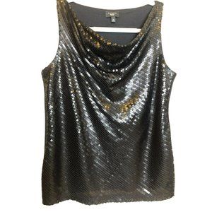 Women's Talbot's Sz Med Petite Black Sequin Sleeveless Blouse